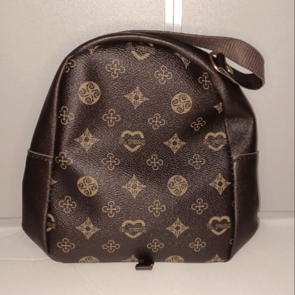Brown Faux Leather Mini Backpack Purse Small Crossbody Bag with Adjustable Strap - Picture 2 of 3